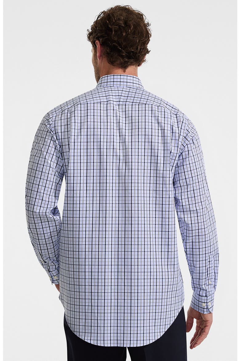 No Iron Supima Cotton Pinpoint Straight Collar Dress Shirt, Alternate, color, Deep Sea Navy Breeze Plaid