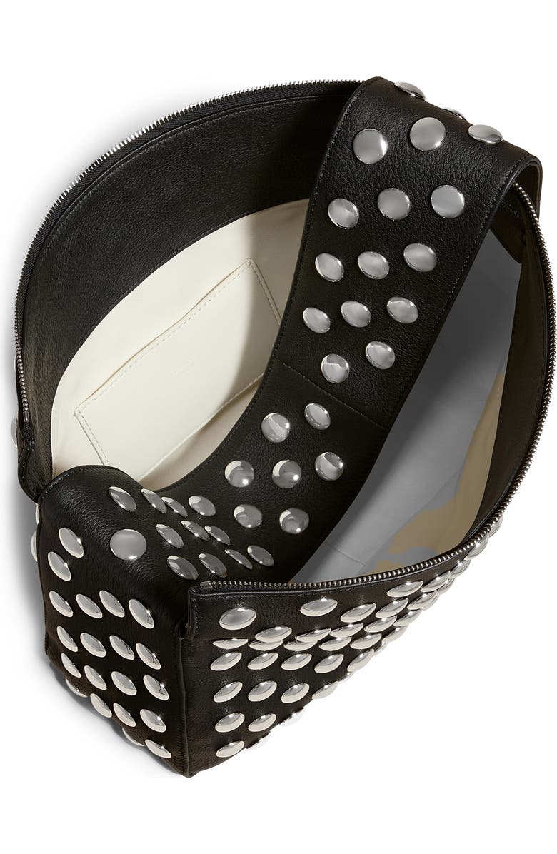 Khaite Elena Stud Detail Shoulder Bag, Alternate, color, 200 Black