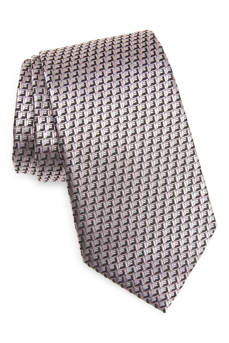 Micro Pattern Silk Tie, Main, color, MICRO PINK