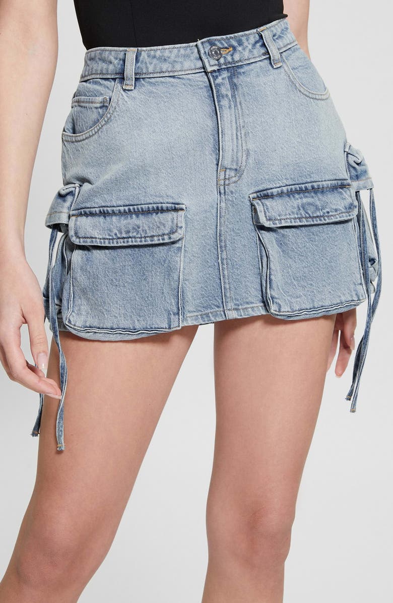 GUESS Devon Cargo Denim Miniskirt, Alternate, color, 