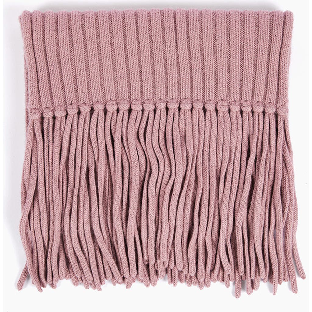 Sskein Ribbed Fringe Scarf In Cameo Pink