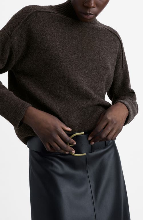 Mango Perkins Collar Knit Sweater In Medium Brown