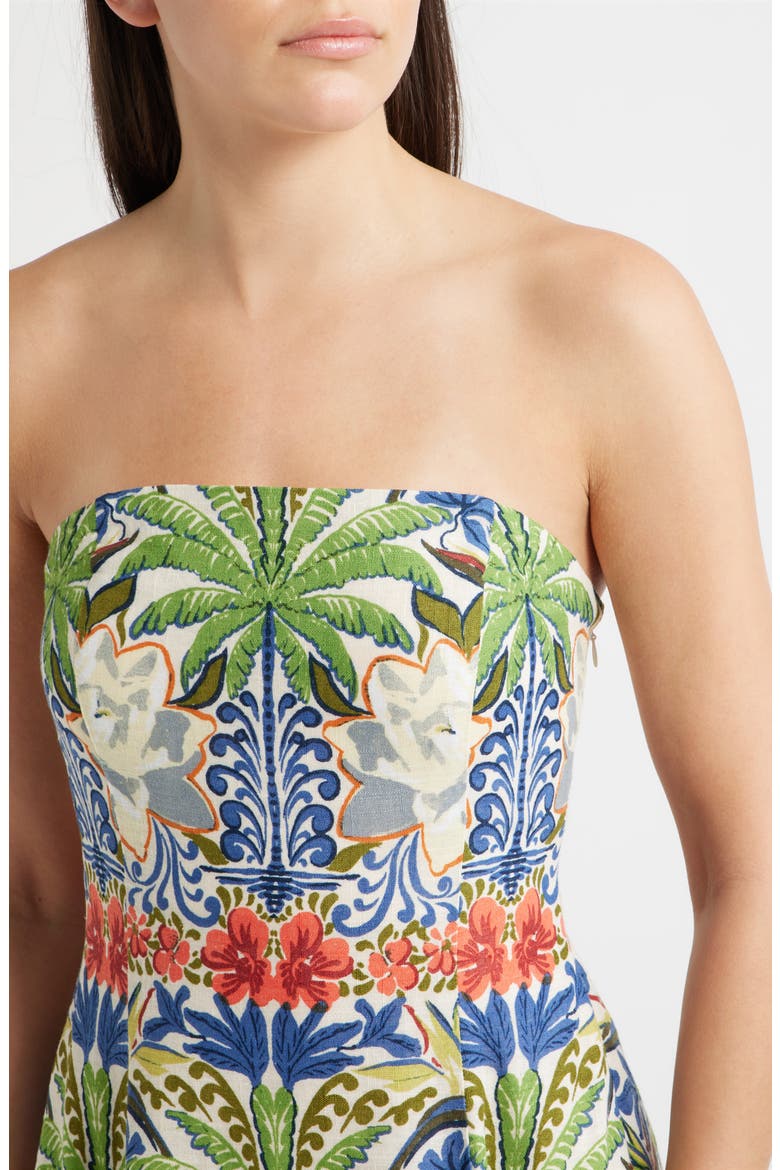 Print Strapless Maxi Dress, Alternate, color, LEMON ICING
