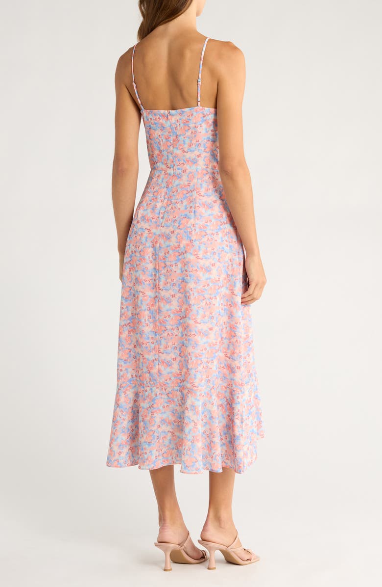 Chelsea28 Faux Wrap Midi Dress, Alternate, color, Pink- Blue Floral