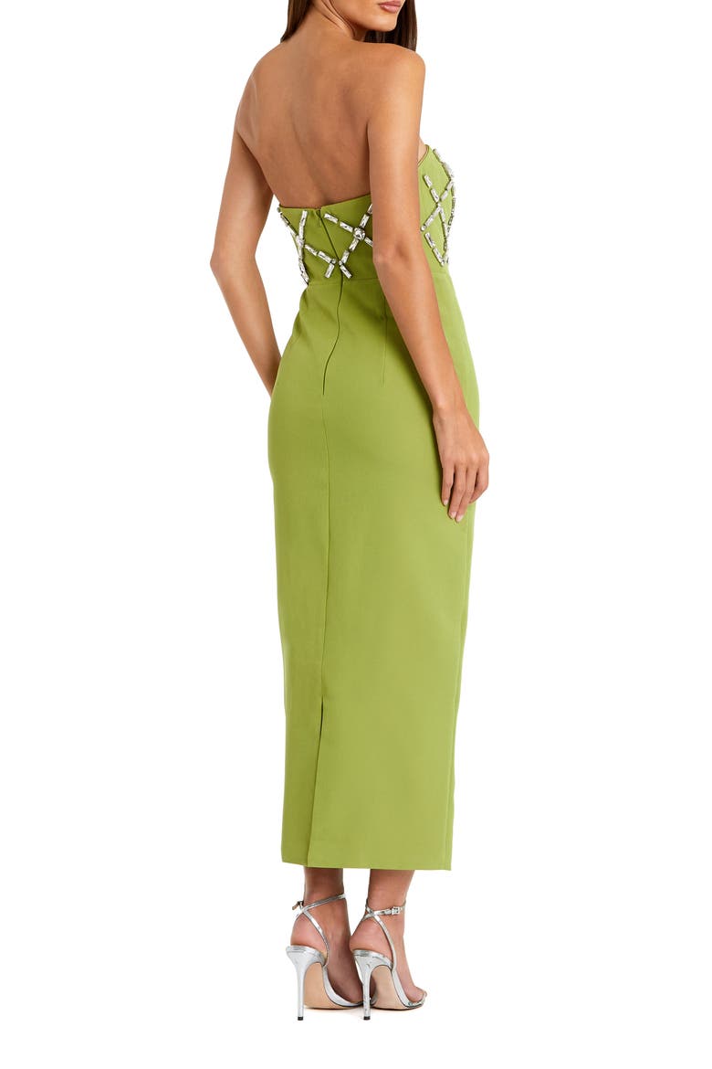 Women's Strapless Crystal-Embellished Column Midi Dress, Alternate, color, Apple Green