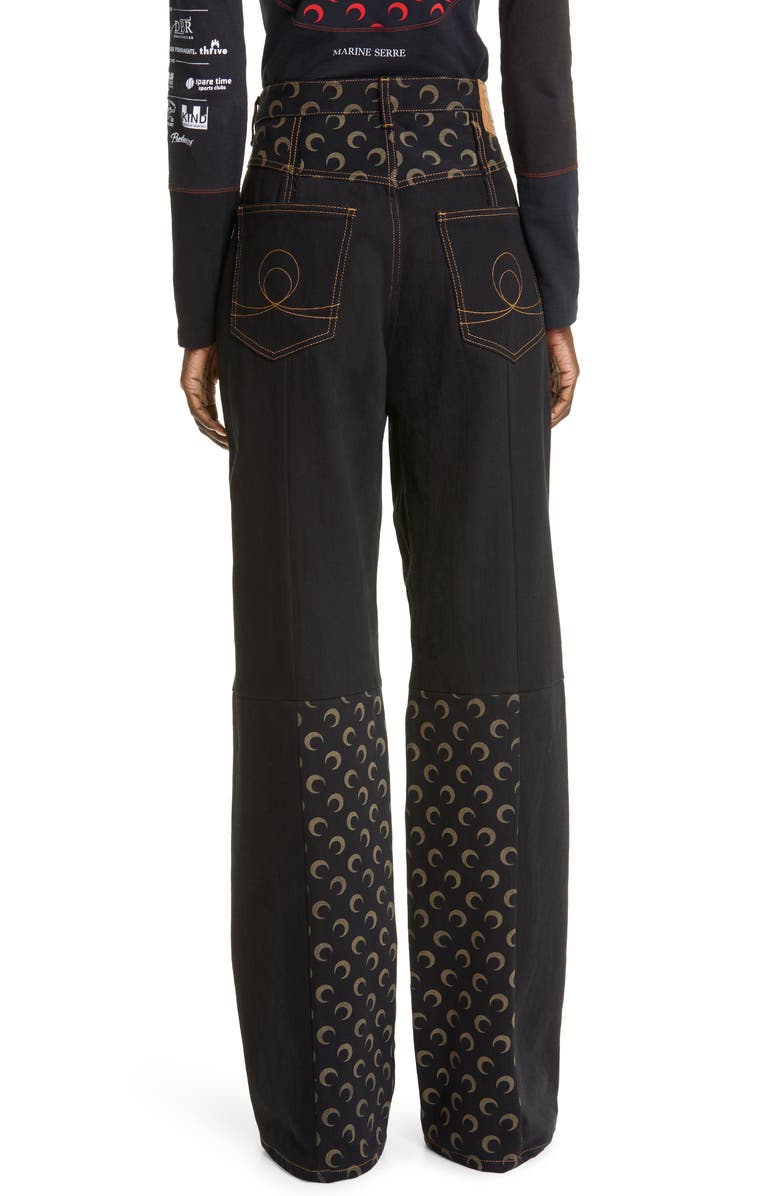 Marine Serre Moon Print Wide Leg Jeans, Alternate, color, 