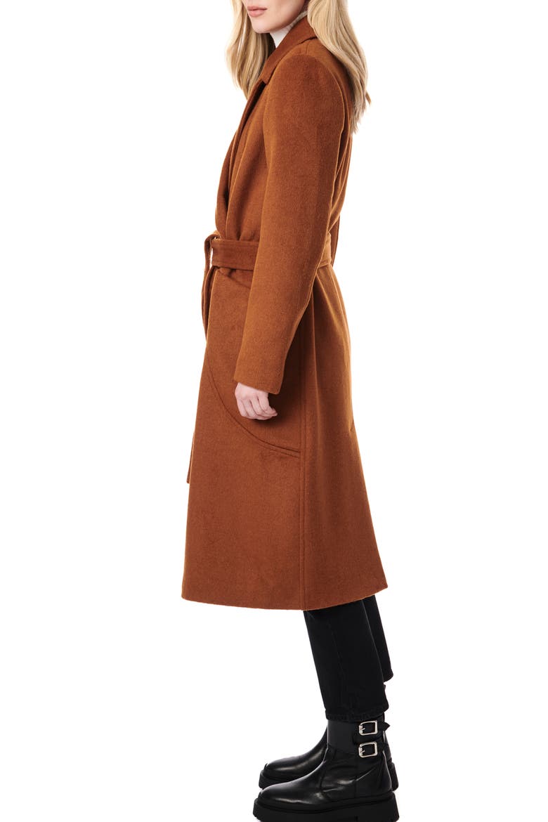 Belted Wool Blend Longline Coat, Alternate, color, PUMPKIN SPICE