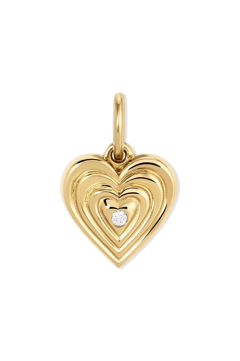 Groovy Diamond Heart Locket Mini Charm, Main, color, YELLOW GOLD