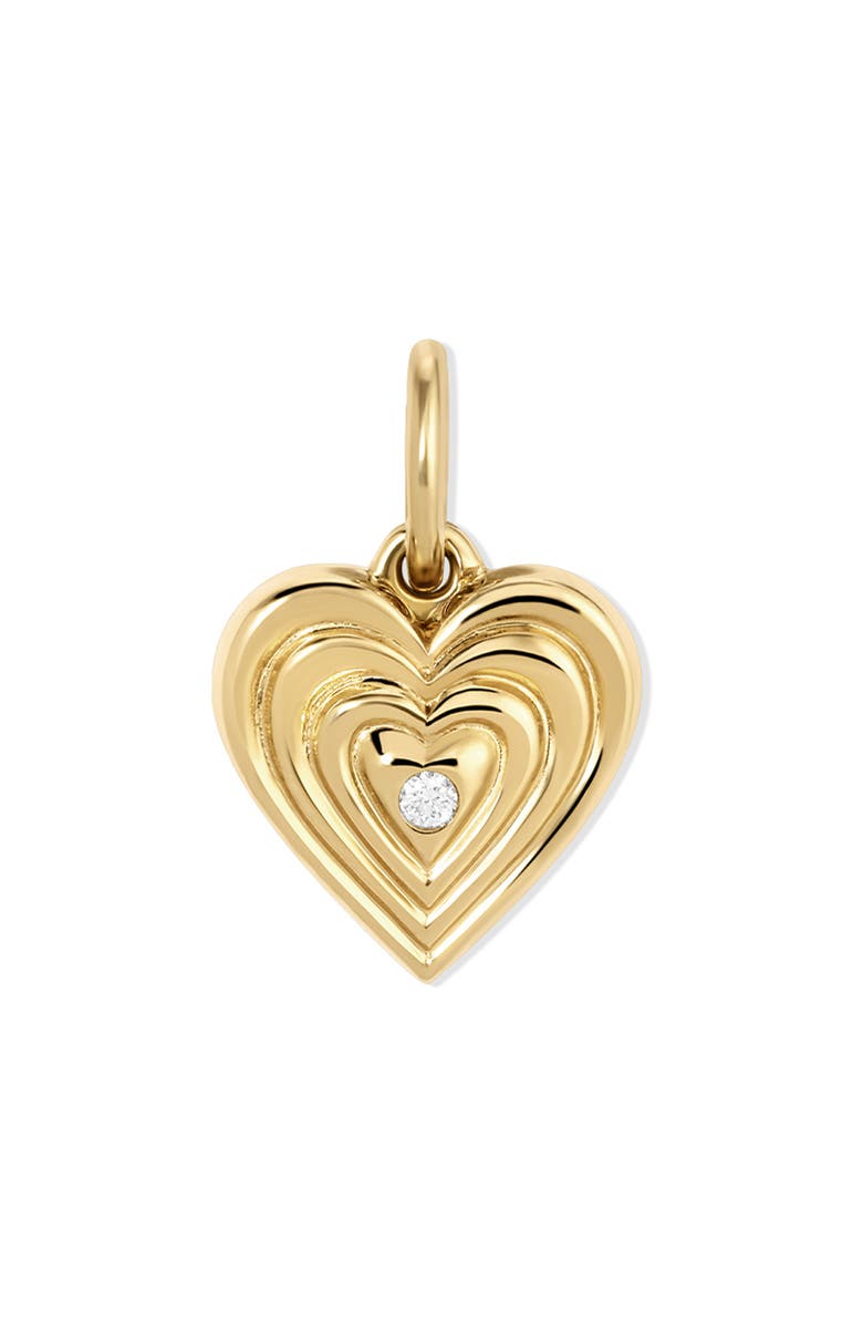 Adina Reyter Groovy Diamond Heart Locket Mini Charm, Main, color, Yellow Gold