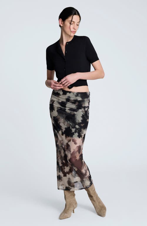 Kenneth Cole Side Rouched Midi Skirt In Multi