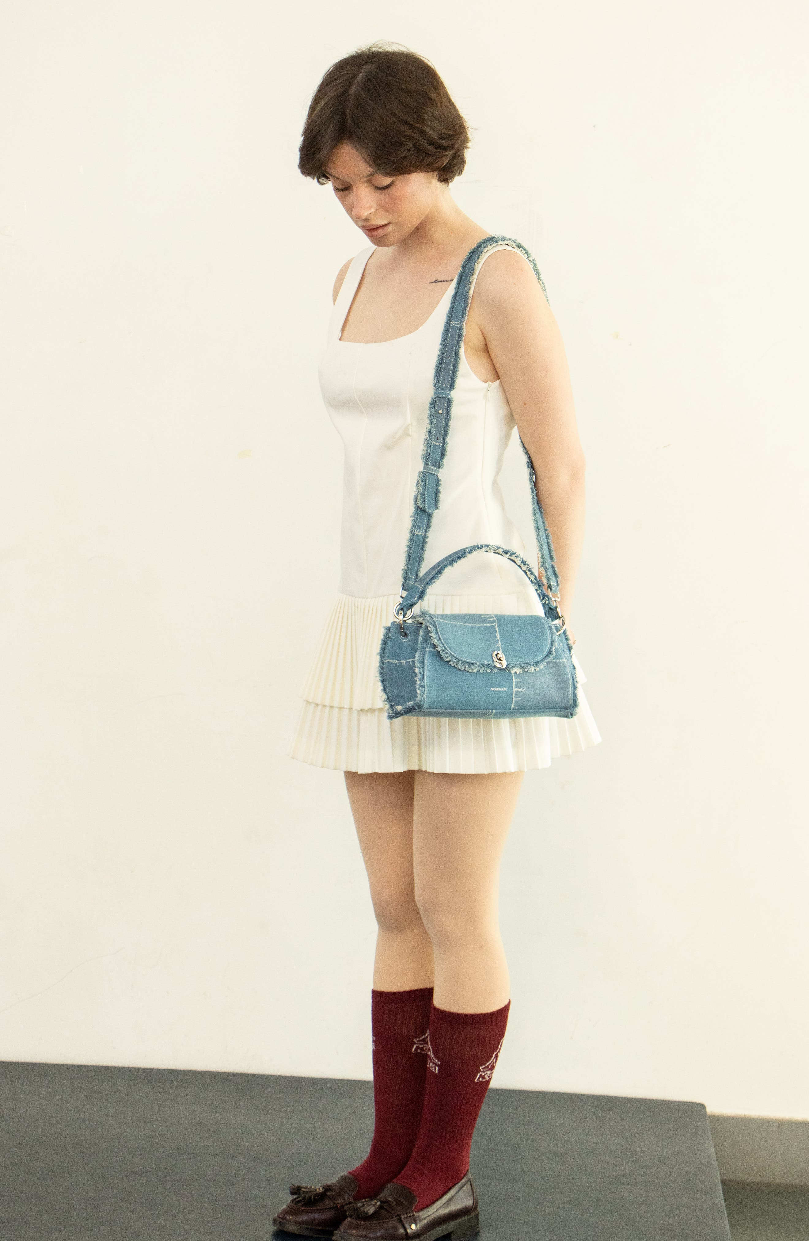 NOIRGAZE Scallop in Denim Bag, Alternate, color, Denim