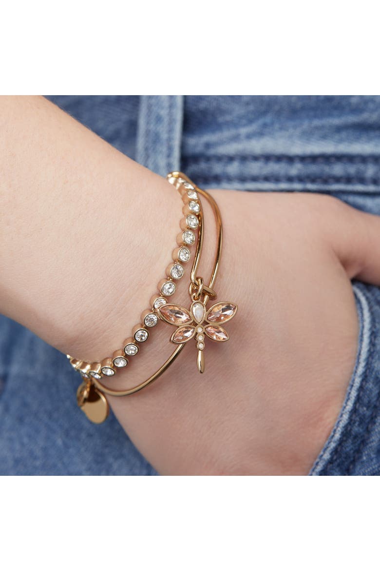 Crystal Dragonfly Bangle, Alternate, color, Gold
