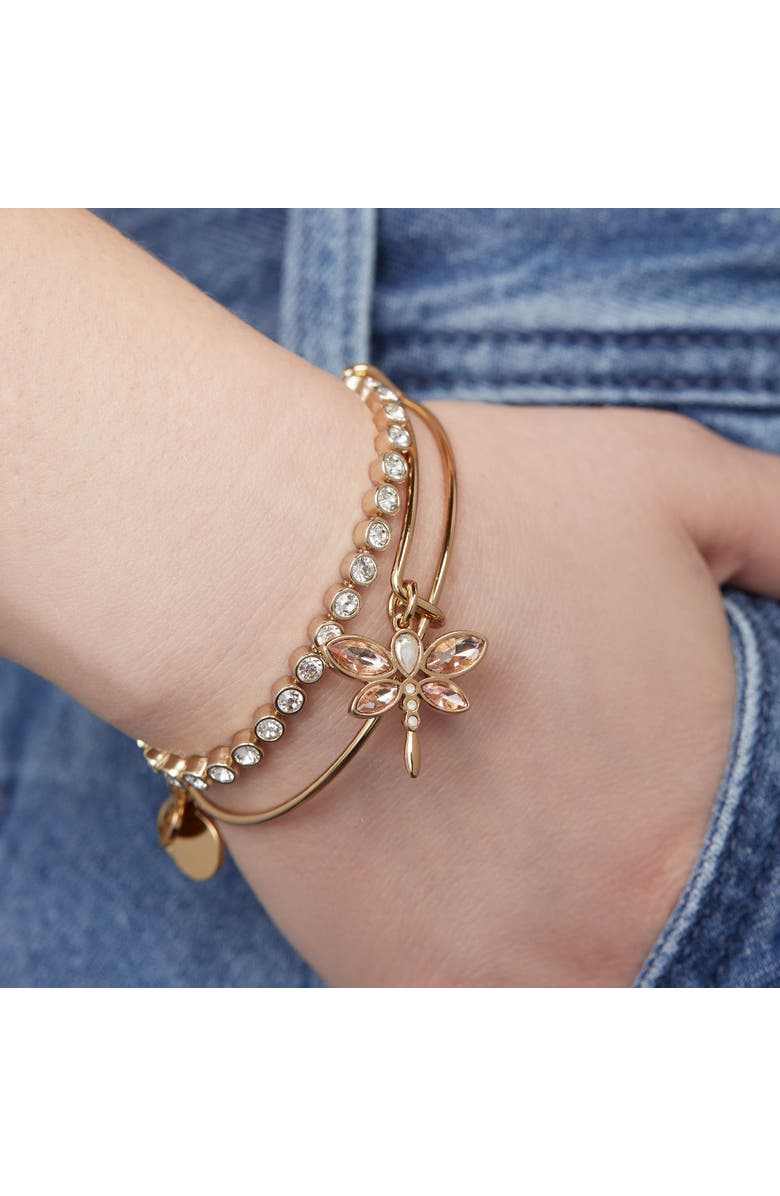 Alex and Ani Crystal Dragonfly Bangle, Alternate, color, Gold