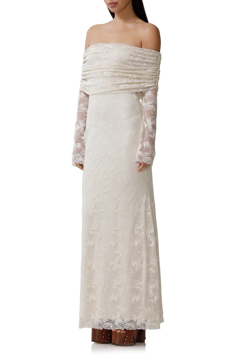 AFRM Thelma Off the Shoulder Long Sleeve Lace Maxi Dress, Alternate, color,