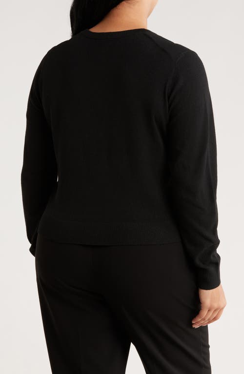 Nordstrom Rack Crewneck Button Front Cardigan In Black