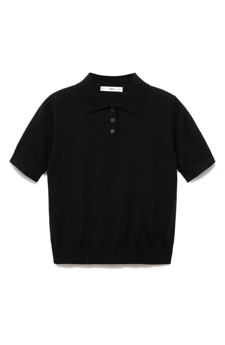 MANGO Selection Wool Sweater Polo, Alternate, color, Black