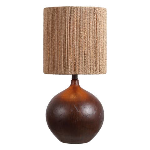 Abram Bohemian Resin/Metal Round Table Lamp with Paper Rope Shade