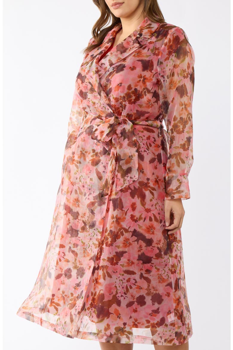 Atreides Floral Print Chiffon Trench Coat, Alternate, color, PRINT