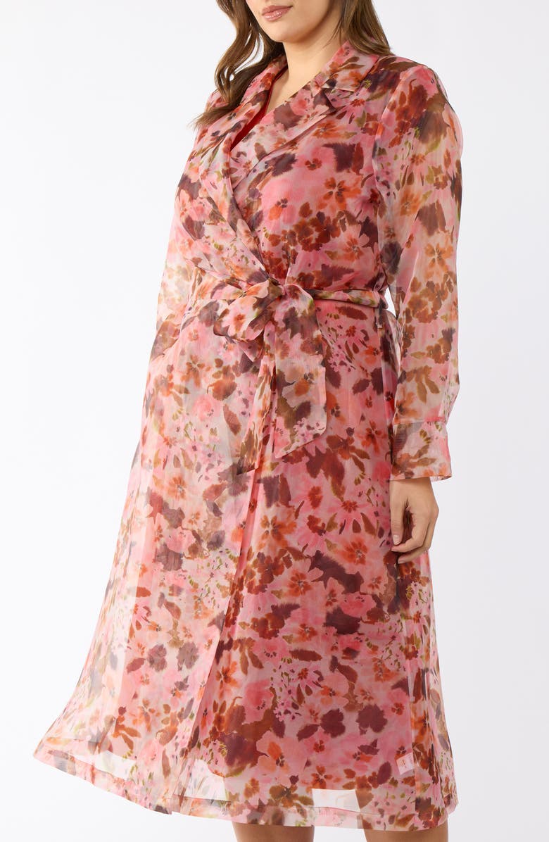 Estelle Atreides Floral Print Chiffon Trench Coat, Alternate, color, Print