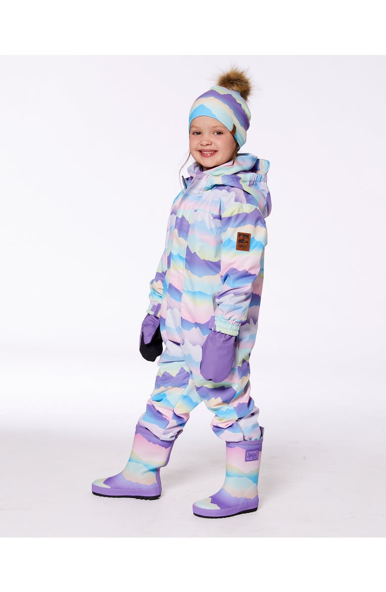 Deux par Deux Little Kids Unisex Printed Mid-Season One-Piece Outerwear Mauve And Blue, Pink Mountain, Alternate, color, 