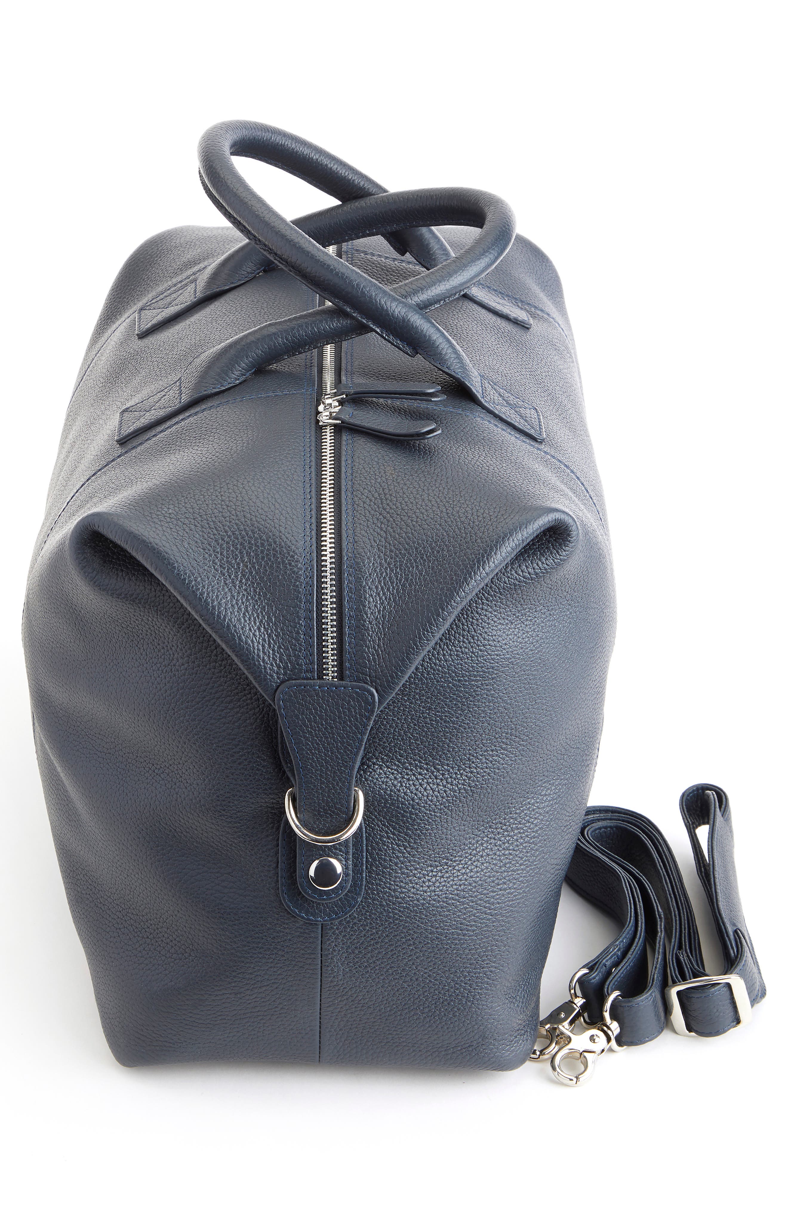 ROYCE New York Medium Leather Duffle Bag, Alternate, color, Black