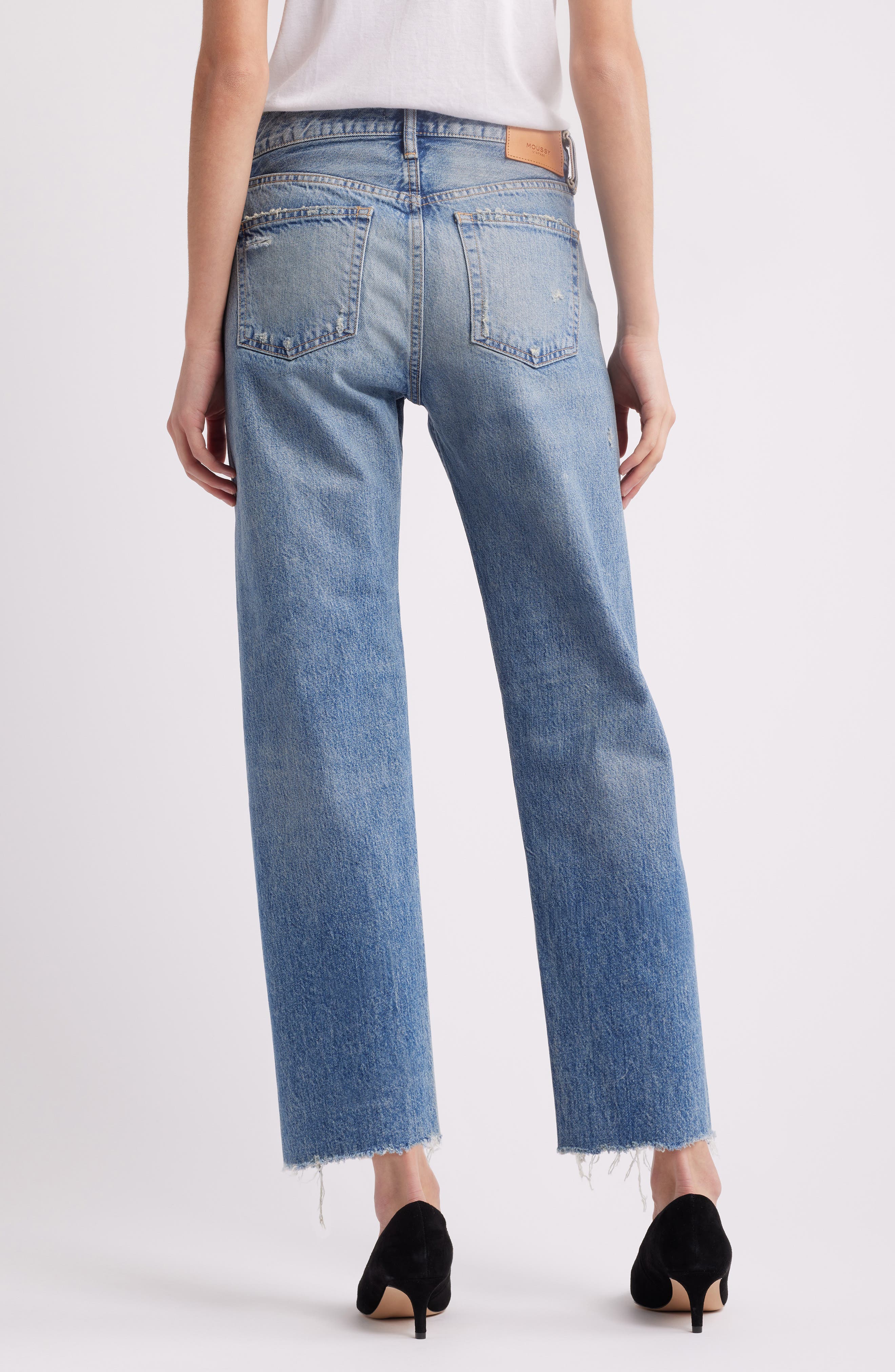 Kossuth Distressed Raw Hem Straight Leg Jeans - image 2