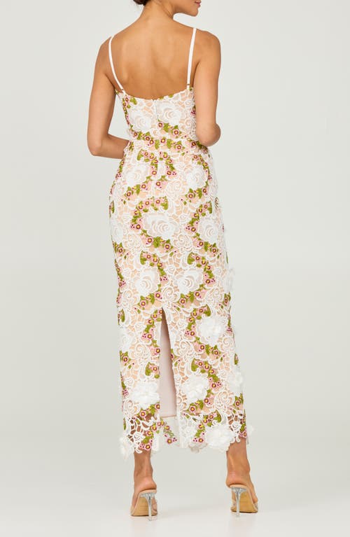 Helsi Norah Embroidered Lace Overlay Cocktail Dress In White/pink