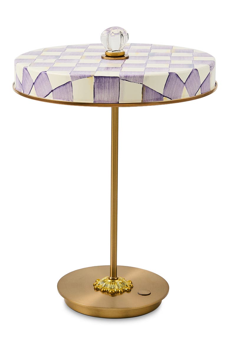 Violet Check LED Rechargeable Disc Table Lamp, Main, color, VIOLET