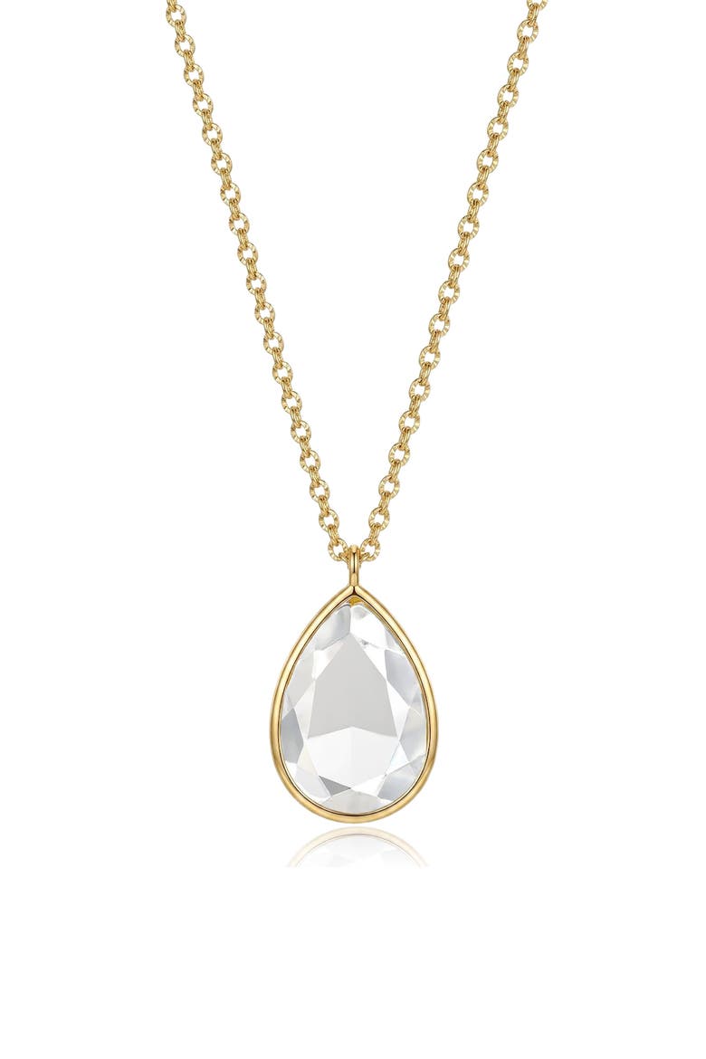 14k Gold Plated Teardrop Pendant Necklace, Main, color, GOLD
