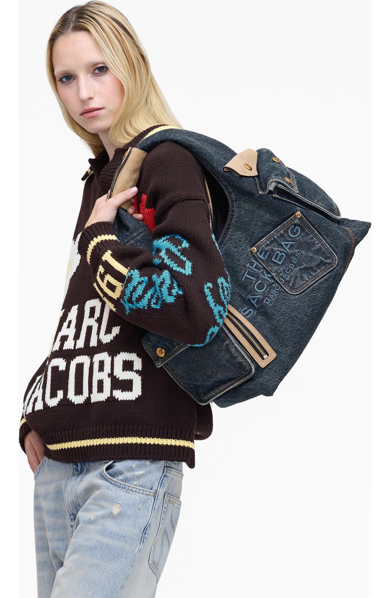 Marc Jacobs The Sack Denim Shoulder Bag, Alternate, color, Dark Wash Indigo