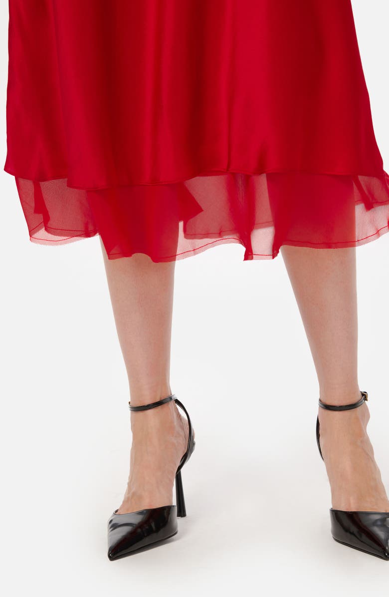 CAMI NYC Genoa Chiffon Hem Silk Charmeuse Midi Skirt, Alternate, color, 