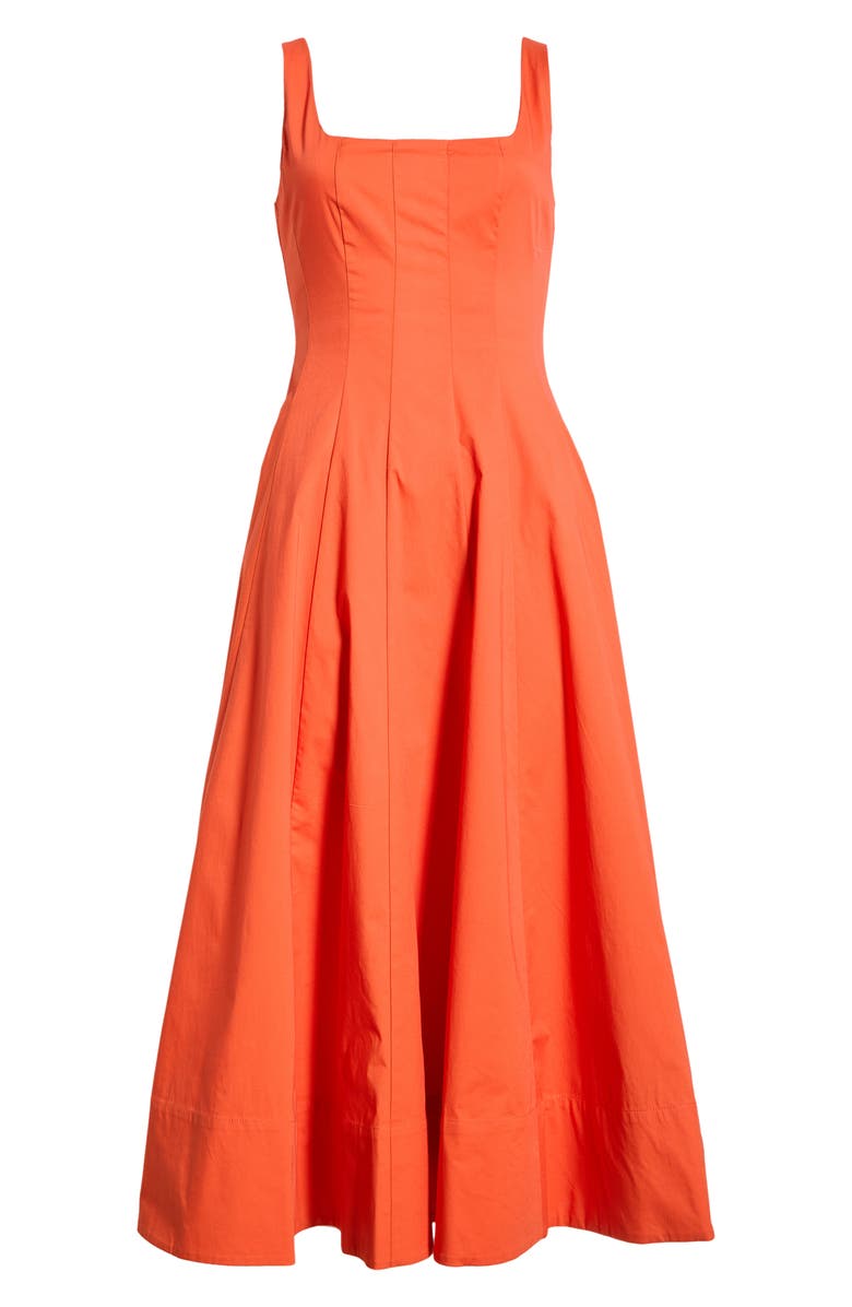 STAUD Wells Floral Stitch A-Line Midi Dress, Alternate, color, Koi