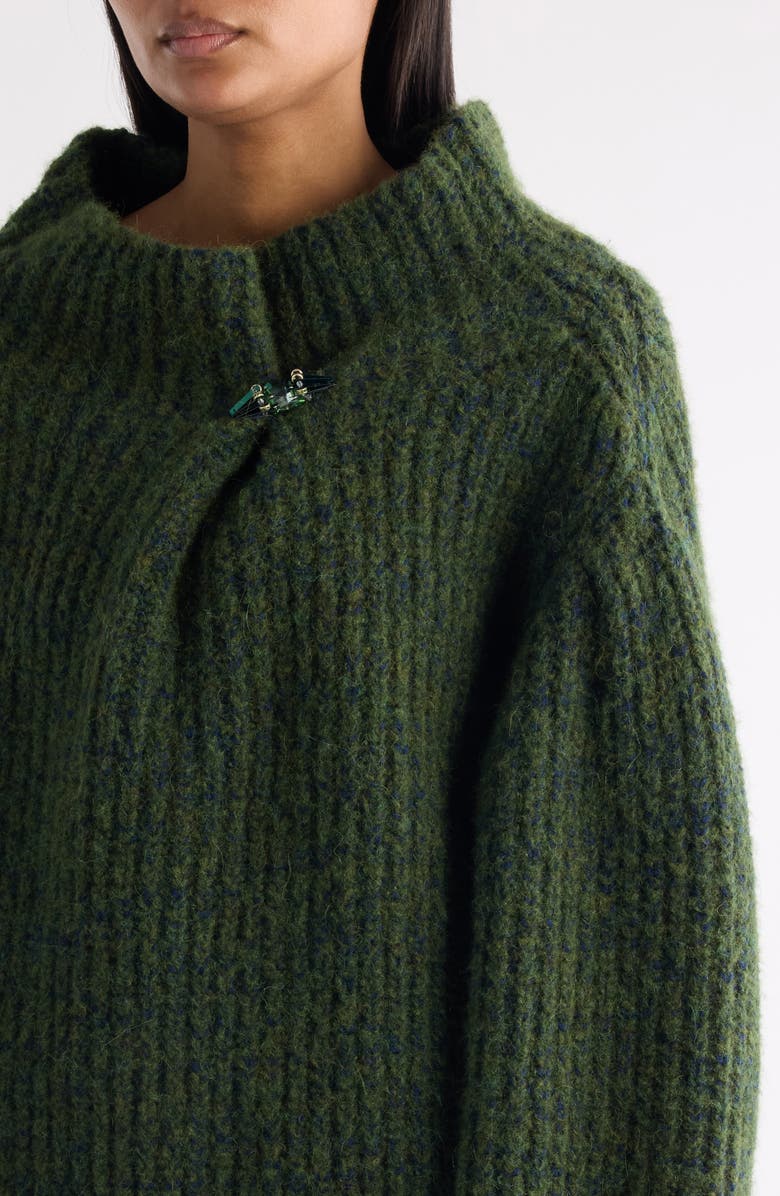 Dries Van Noten Teubina Embellished Oversize Sweater, Alternate, color, Dark Green