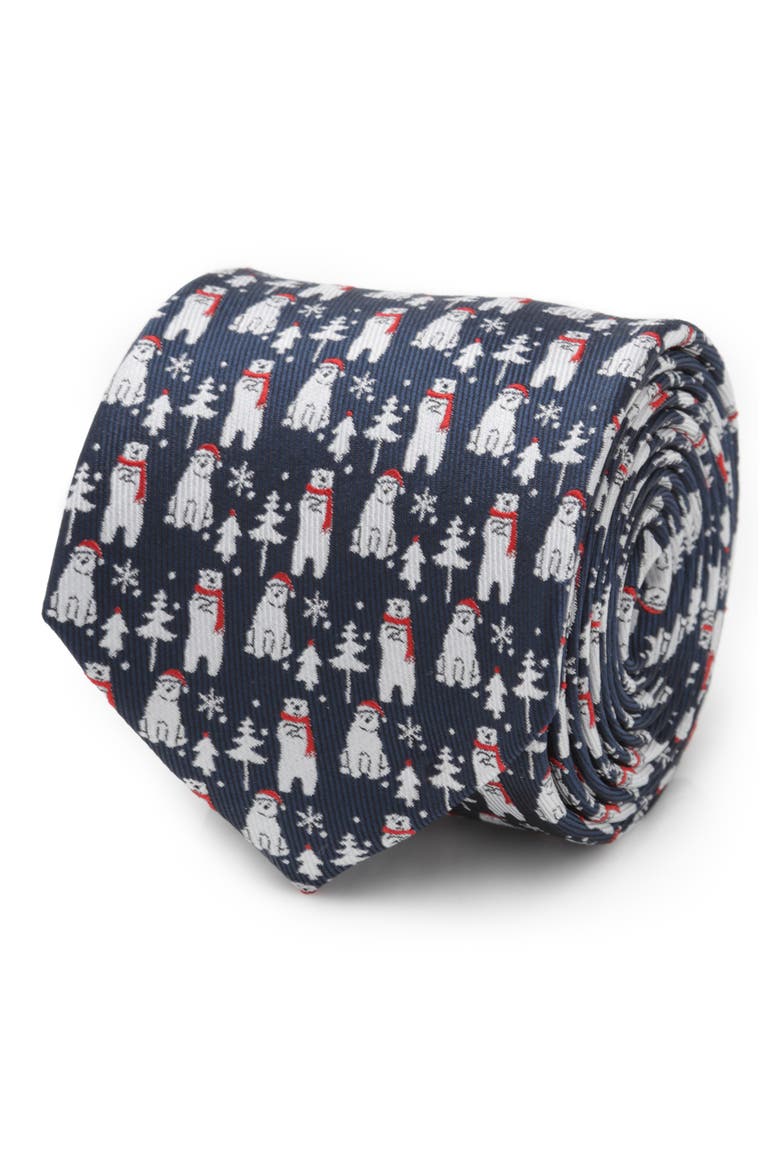 Polar Bear Silk Tie, Alternate, color, BLUE
