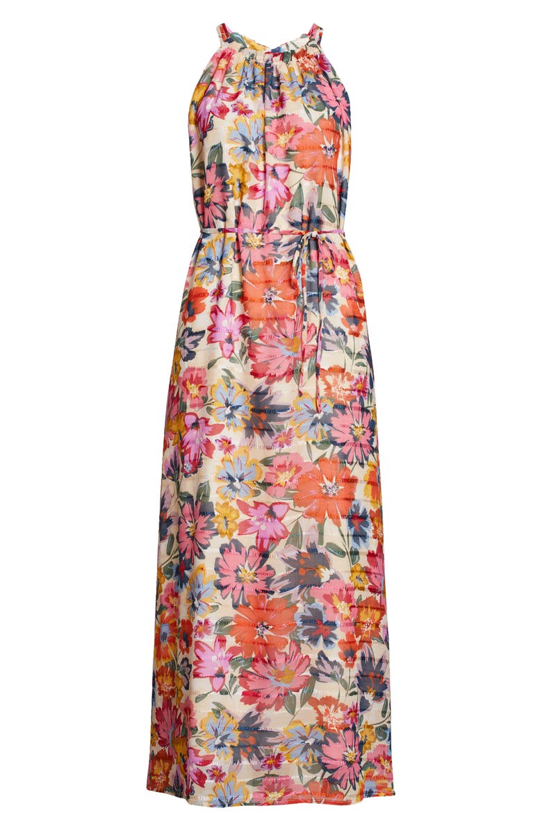Maggy London Floral Halter Neck Dress, Alternate, color, 