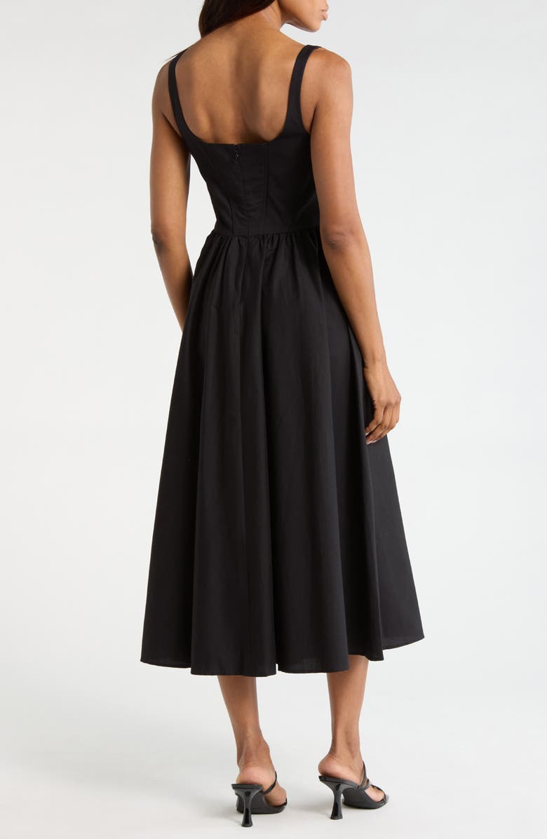 WAYF Corset Midi Dress, Alternate, color, Black