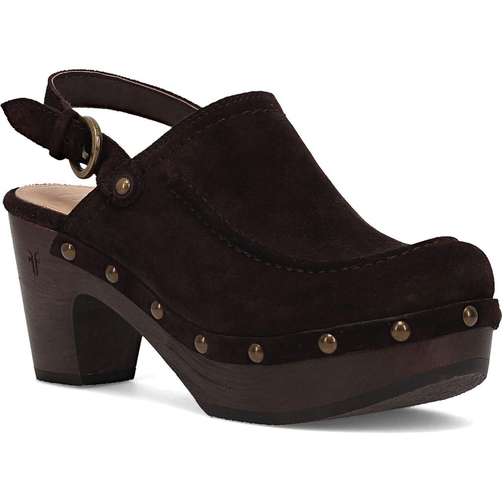 Frye Jessica Suede Slingback Clogs In Brown