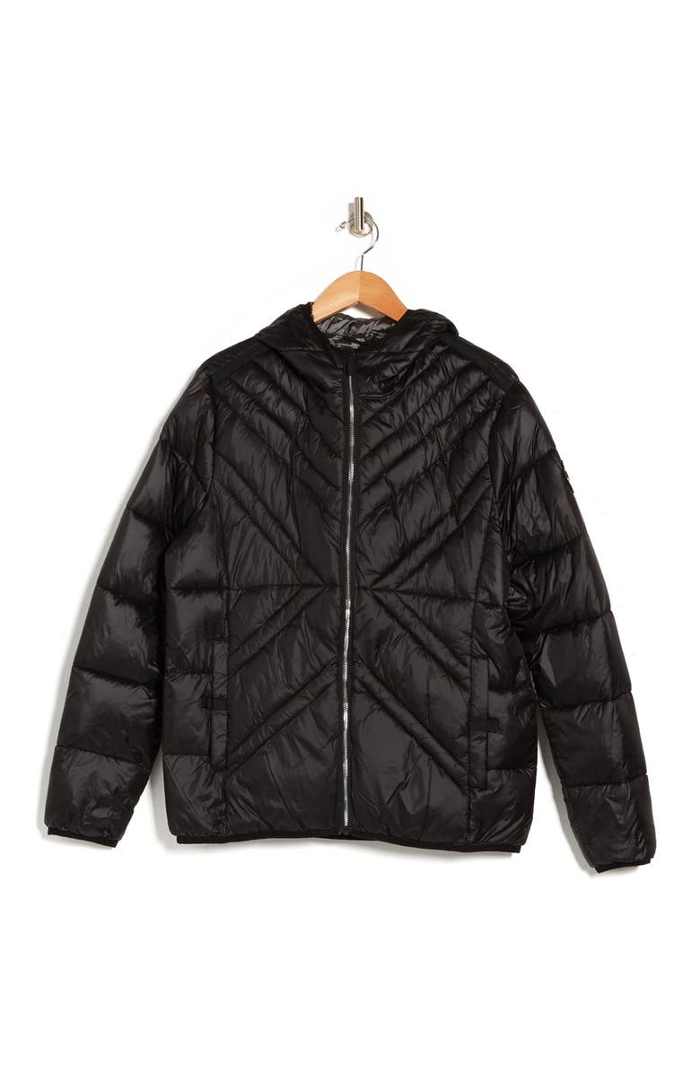 KARL LAGERFELD PARIS x Quilted Full Zip Hooded Jacket, Alternate, color,