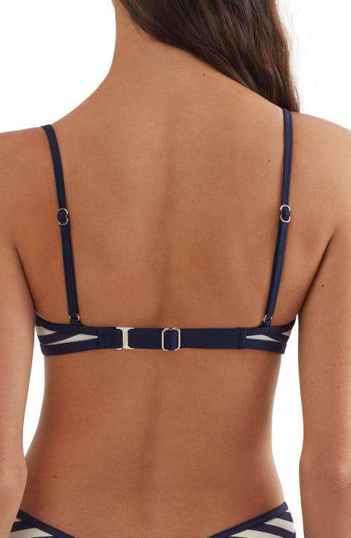 Polo Ralph Lauren Striped Piqué-weave Bikini Top In White/navy