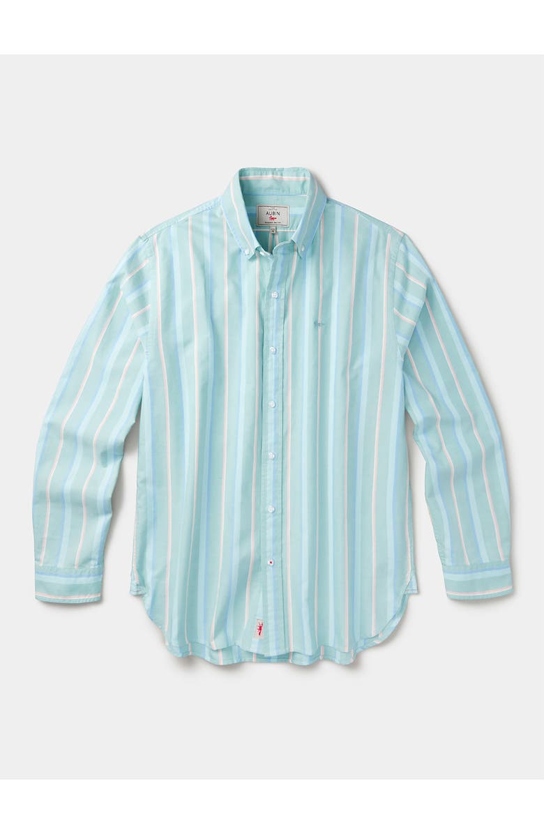 Aubin Walesby Lightweight Relaxed Oxford Shirt, Alternate, color, Green Stripe