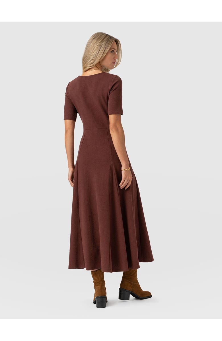 Saint + Sofia Akia Short Sleeve Dress, Alternate, color, Maroon Textured