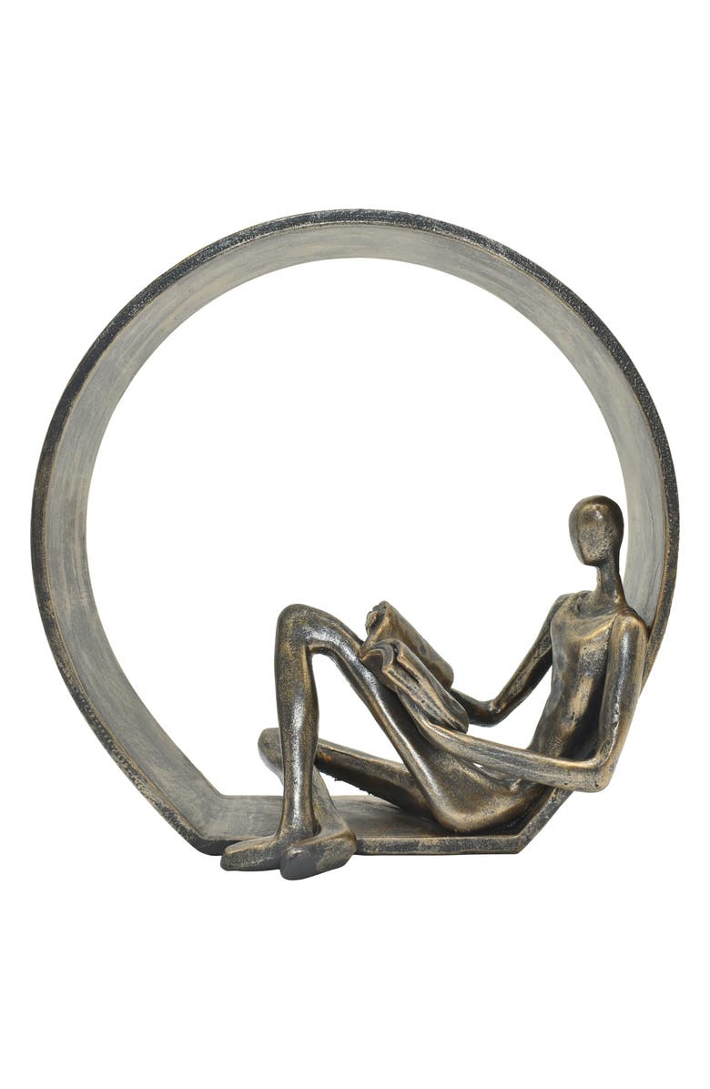 KINETIC Encircled Reader Sculpture, Main, color, Pewter