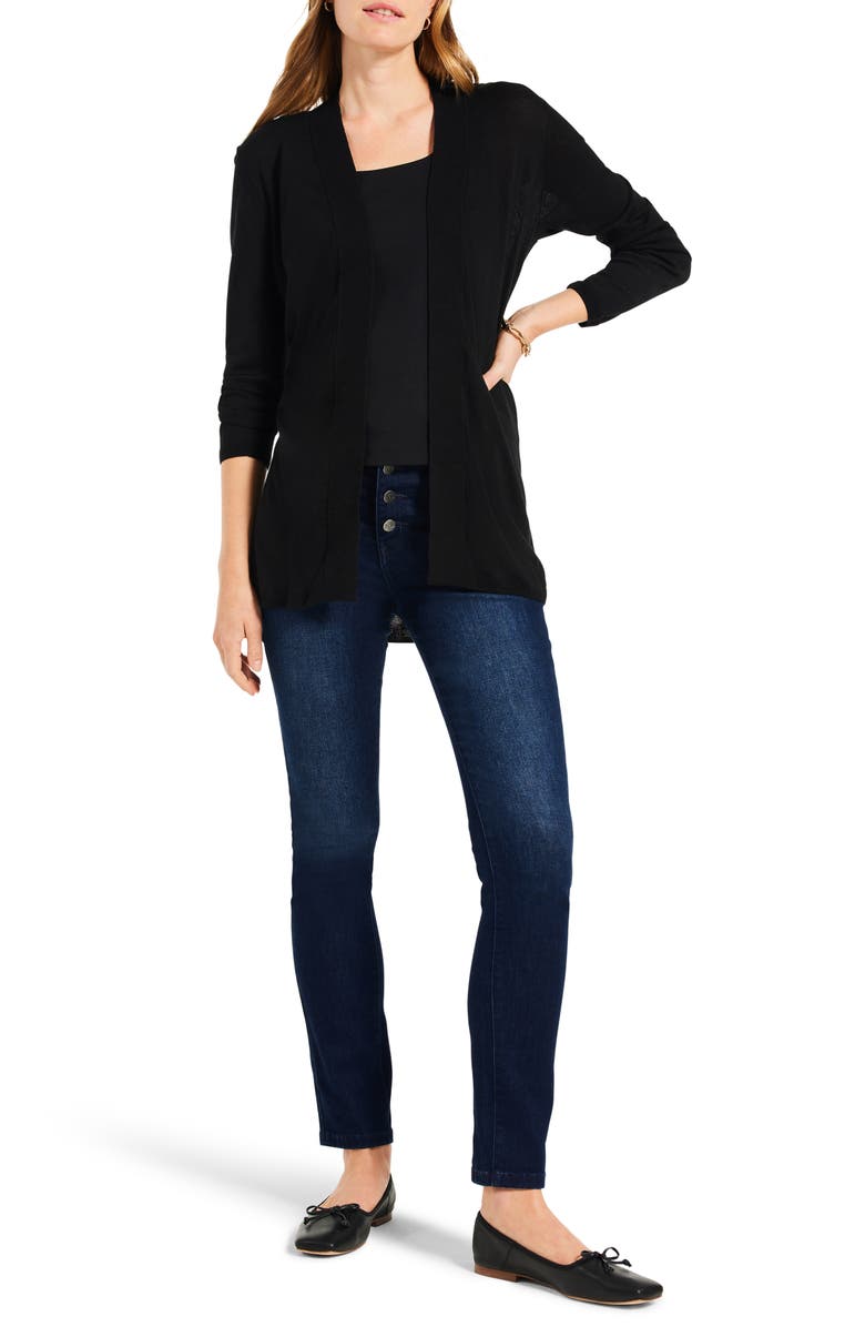 NIC+ZOE Stretch Cotton Shelf Bra Tank, Alternate, color, Black Onyx