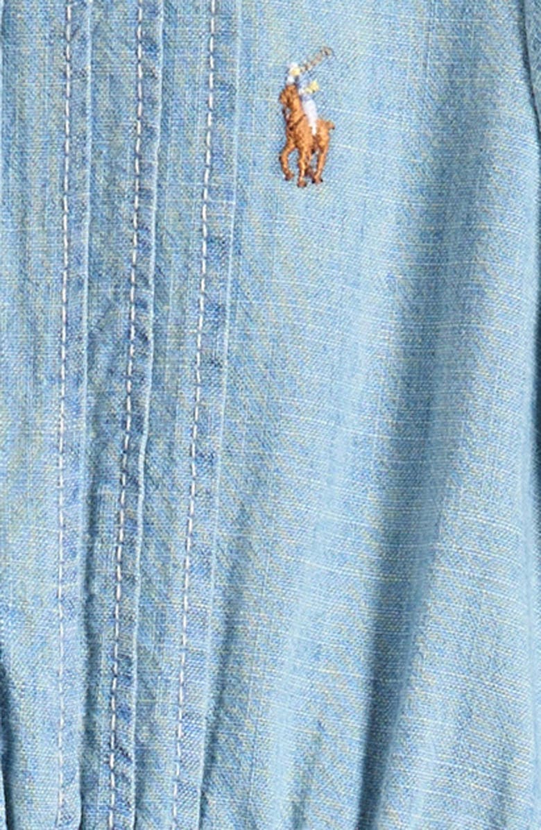 Ralph Lauren Ruffle Chambray Dress, Alternate, color, 