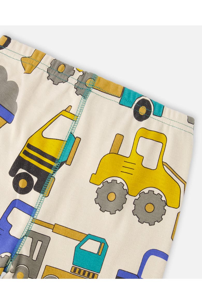 Organic Cotton Truck Two-Piece Pyjama Set, Alternate, color, Beige Printed Trucks