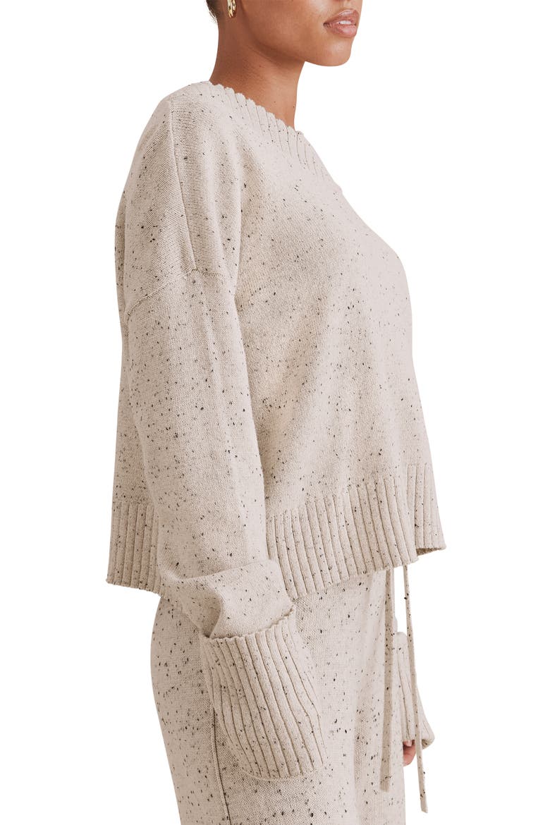 Haven Tweedy V-Neck Sweater, Alternate, color, PALE OAK BEIGE HEATHER