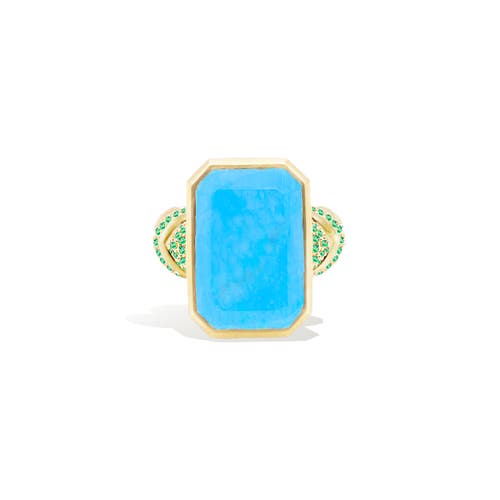 Campbell + Charlotte Spark Chevron Emerald Cut Cocktail Ring In Multi