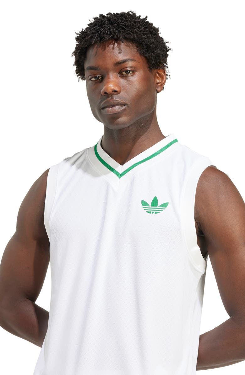 adidas Jacquard V-Neck Tank, Alternate, color, White