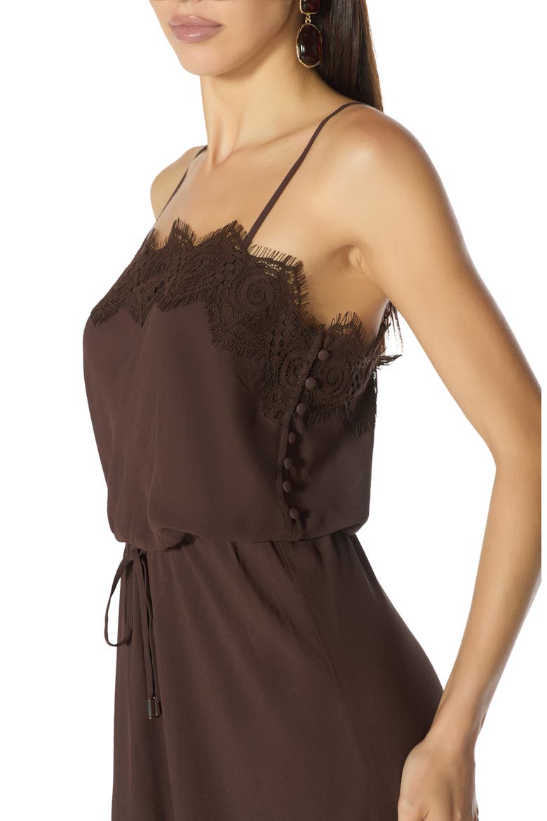 Tabitha Lace Trim Midi Dress, Alternate, color, ESPRESSO