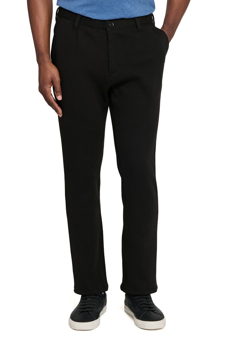 Cotton Blend Slim Straight Leg Pants, Main, color, BLACK